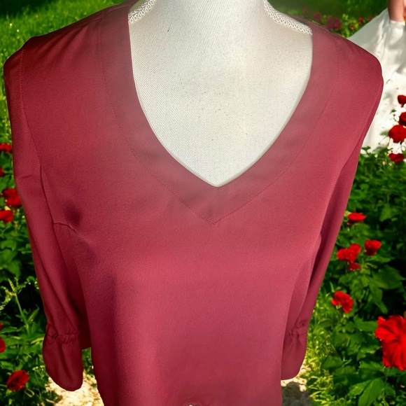 NWOT J. Crew Factory Mercantile Burgundy Red ‘Bow-Sleeve’ Top Size 4 - Picture 14 of 14